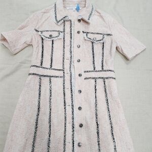 Veronica Beard Dress; Azra button down; size 12; pink/white/black